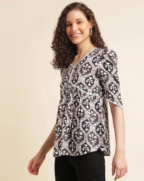 Women Printed Relaxed Ft Top