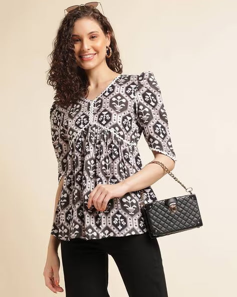 Women Printed Relaxed Ft Top