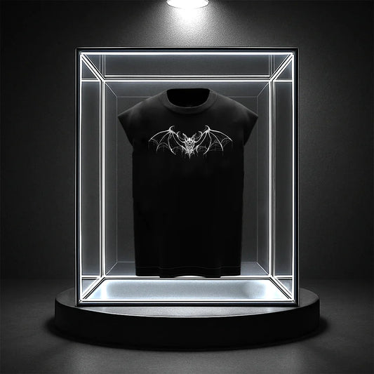 Men's Premium Black Gymvest - Bat graphic design